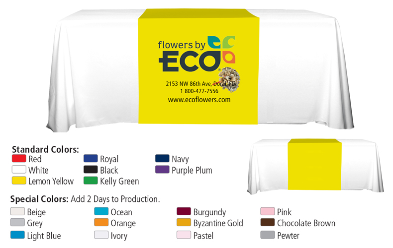 90" L Table Runners (PhotoImage Full Color) / Accommodates 3’ Table and Larger